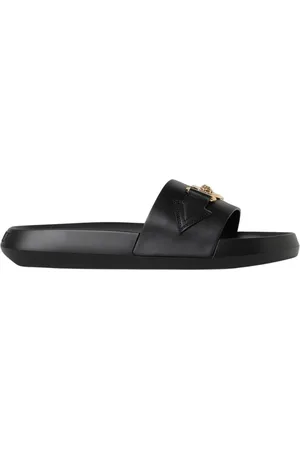 VERSACE Sliders, male, , Size: 8 US Medusa Leather Slide Sandals