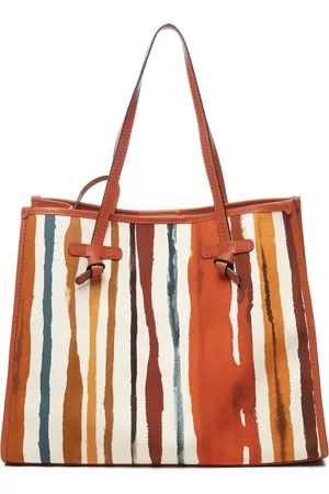 Gianni chiarini Tote Bags, female, , Size: ONE SIZE Coral Red Leather and Fabric Bag