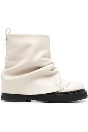 The Attico Ankle Boots, female, , Size: 6 1/2 US Cream Leather Square Toe Shoes