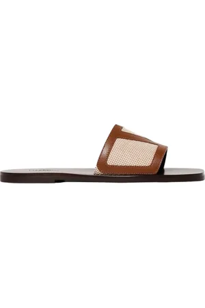VALENTINO GARAVANI Sliders, male, , Size: 7 US Leather Sandals with Buckle Detailing