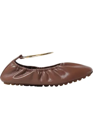 Fendi Ballerinas, female, , Size: 11 US Grey Leather Ballerina Flats