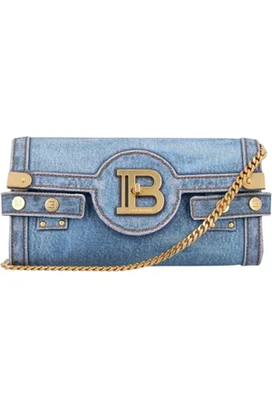 Balmain Cross Body Bags, female, , Size: ONE SIZE Denim Clutch Bag Chain Strap