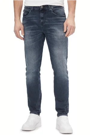 Tommy Hilfiger Slim-fit Jeans, male, , Size: W29 L32 Slim Fit Solid Colour Jeans with Visible Logo