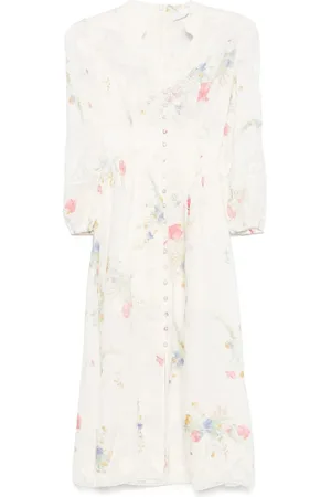 ZIMMERMANN Midi Dresses, female, , Size: 2XS Floral Print Button-Up Dress