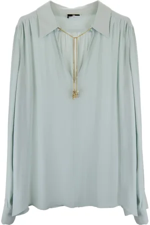 Elisabetta Franchi Blouses, female, , Size: L V-neck blouse with gold button closure