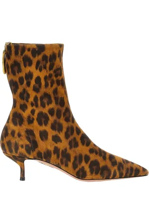 Aquazzura Heeled Boots, female, , Size: 7 1/2 US Leopard Print Ankle Boots