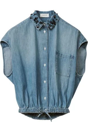 Fabiana Filippi Denim Shirts, female, , Size: 2XS Denim Jumpsuit Embellished Collar