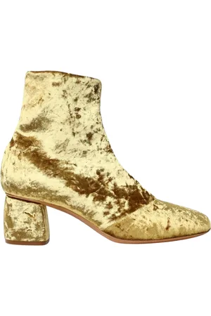FORTE FORTE Heeled Boots, female, , Size: 10 US Gold Velvet Ankle Boots