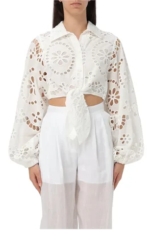 MC2 SAINT BARTH Blouses, female, , Size: S TieFront Embroidered Blouse