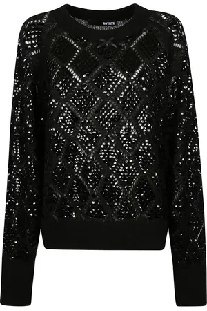 ROTATE Round-neck Knitwear, female, , Size: M Sequin Crewneck Sweater