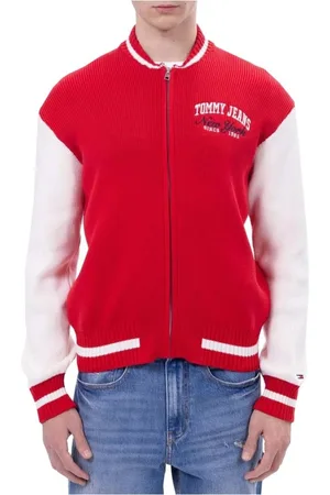 Tommy Hilfiger Cardigans, male, , Size: L Logo Detail Cotton Zip-Up Sweater