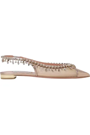 Aquazzura Ballerinas, female, , Size: 7 1/2 US Crystal Slingback Flat Shoes