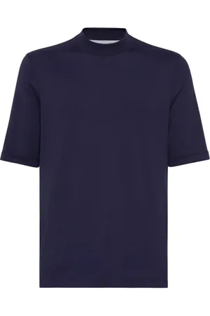 Brunello Cucinelli T-Shirts, male, , Size: 2XL Navy Cotton Jersey Sweater