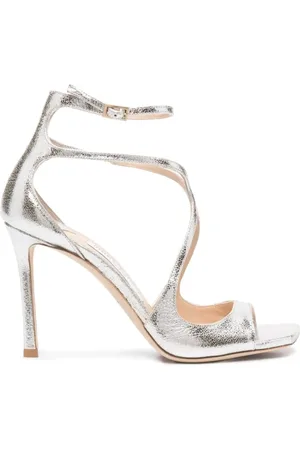 Jimmy Choo High Heel Sandals, female, , Size: 10 US Metallic Finish Leather High Heel Sandals