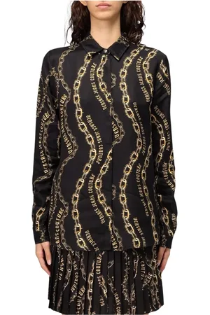 VERSACE Shirts, female, , Size: L Silk Chain Print Blouse