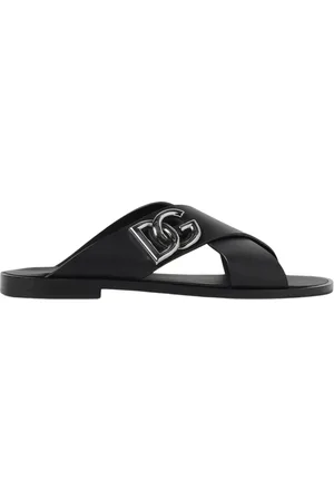 Dolce & Gabbana Sliders, male, , Size: 8 US Logo Detail CrossStrap Sandals
