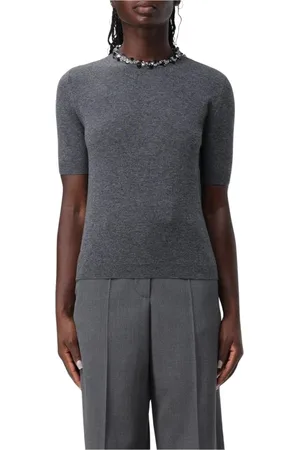 VALENTINO Round-neck Knitwear, female, , Size: S Luxury Grey Turtleneck Sweater