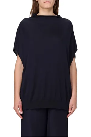 Fabiana Filippi Round-neck Knitwear, female, , Size: S Navy Ribbed Turtleneck Sweater