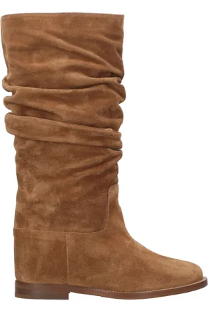 Via Roma High Boots, female, , Size: 11 US Leather Suede Round Toe Boots