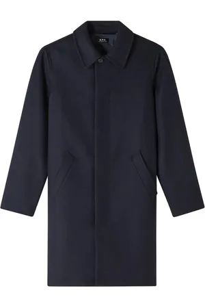 A.P.C. Rain Jackets, male, , Size: XL Navy Wool Raincoat Straight Cut