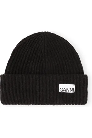 Ganni Beanies, female, , Size: ONE SIZE Ribbed-Knit Beanie