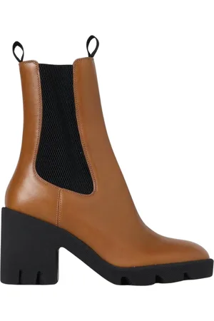 Burberry Heeled Boots, female, , Size: 6 US Leather Mid Heel Ankle Boots