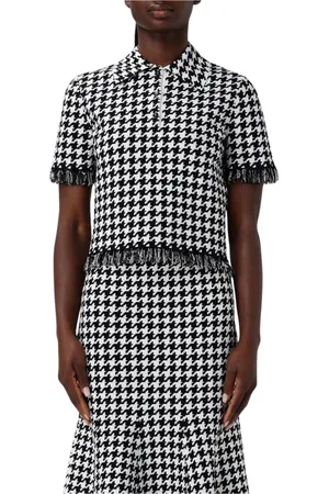 Alexander McQueen Polo Shirts, female, , Size: M Fringed Hem Knit Polo Shirt