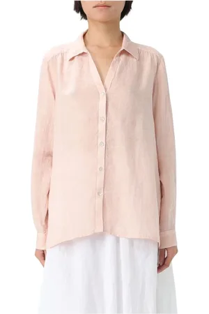 120% Lino Shirts, female, , Size: L White Linen Collared Blouse