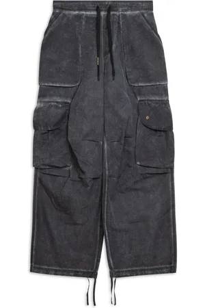A PAPER KID Wide Trousers, male, , Size: M Drawstring Cargo Pants with Elastic Waist