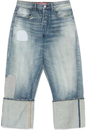 JUNYA WATANABE Cropped Jeans, male, , Size: L Indigo Classic Button Fly Jeans