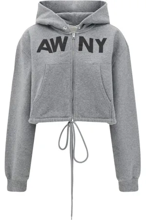 Alexander Wang Zip-throughs, female, , Size: S Cropped Hoodie with Signature Print