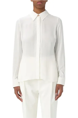 Elisabetta Franchi Shirts, female, , Size: XS Silk Collared Blouse Ivory Elegant Style