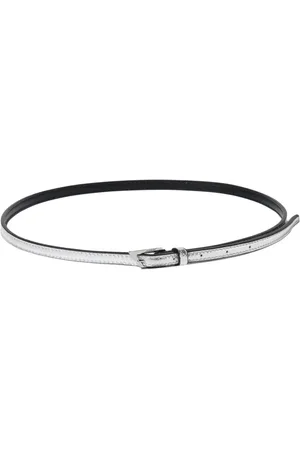 The Attico Belts, female, , Size: ONE SIZE Grey Metallic Skinny Leather Belt