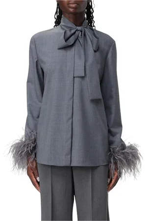 VALENTINO Blouses, female, , Size: S Grey Designer Button-Up Shirt