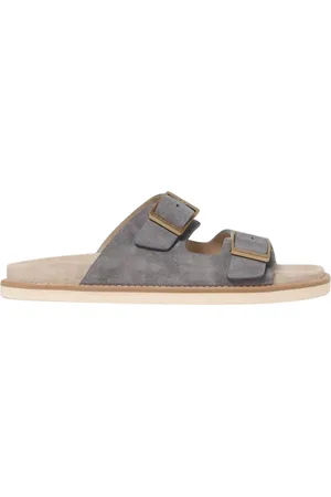 Brunello Cucinelli Sliders, male, , Size: 7 US Avion Suede Slide Sandals