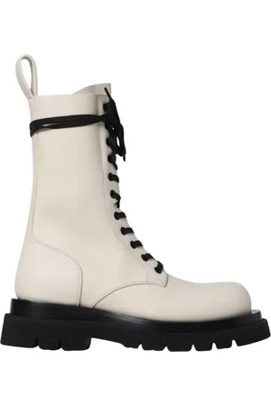 Bottega Veneta Lace-up Boots, female, , Size: 9 US Butter Leather Combat Boots