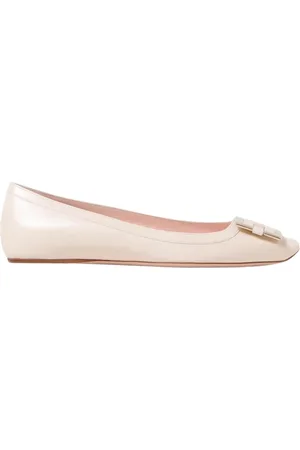 Roger Vivier Ballerinas, female, , Size: 7 1/2 US White Leather Ballerina Flats