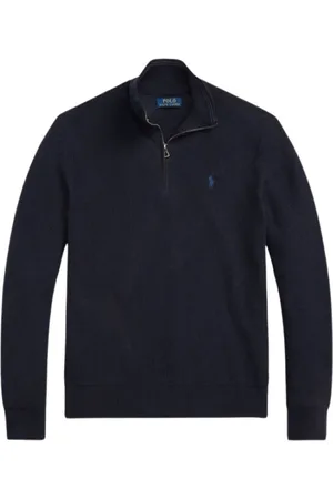Ralph Lauren Turtlenecks, male, , Size: M Ribbed Half-Zip Sweater - Navy