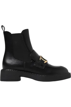 Twin-Set Chelsea Boots, female, , Size: 11 US Chunky Heel Gold Buckle Ankle Boots