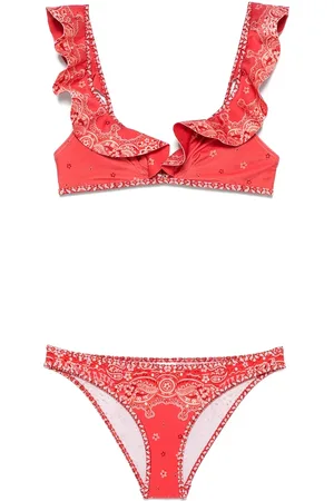 ZIMMERMANN Bikinis, female, , Size: S Bandana Print Coral Beachwear