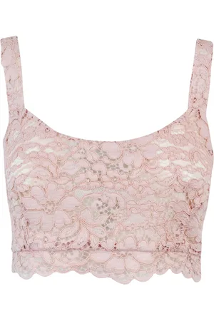 A PAPER KID Sleeveless Tops, female, , Size: 2XS Floral Lace Crop Top
