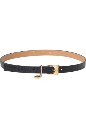 Elisabetta Franchi Belts, female, , Size: L Leather Belt Padlock Charm