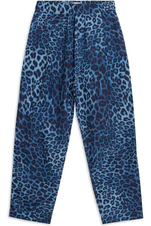 A PAPER KID Straight Trousers, male, , Size: M Animal Print Elastic Waistband Hose