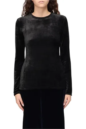 Giorgio Armani Long Sleeve Tops, female, , Size: M Royal Blue Velvet Sweater