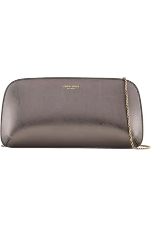 Giorgio Armani Clutches, female, , Size: ONE SIZE Grey Metallic Clutch Bag