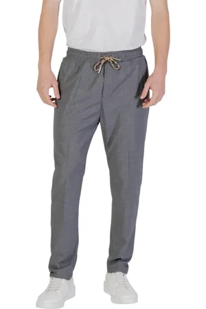 GIANNI LUPO Straight Trousers, male, , Size: S Grey Lace-Fastened Trousers with Pockets