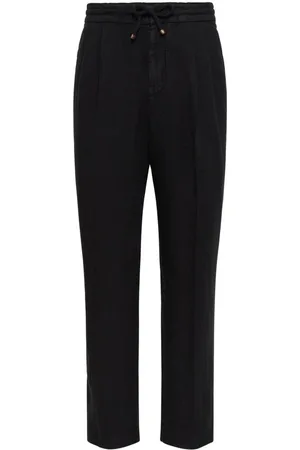 Brunello Cucinelli Straight Trousers, male, , Size: L Linen Elasticated Drawstring Pants