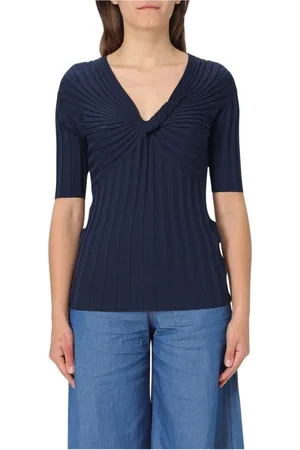 Liu Jo V-neck Knitwear, female, , Size: L Knit Sweater with Ribbed Detailing