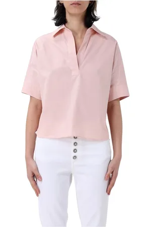 Dondup Blouses, female, , Size: L White V-Neck Poplin Blouse