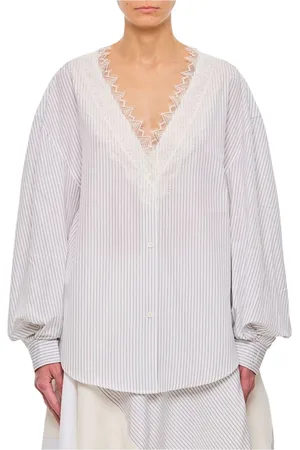 J.W.Anderson Blouses, female, , Size: 2XS Striped Lace Trim Shirt